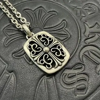 Chrome Hearts Scroll Cross Shield Pendant Necklace