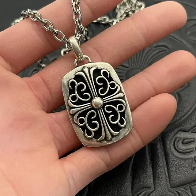 Chrome Hearts Scroll Cross Shield Pendant Necklace 6