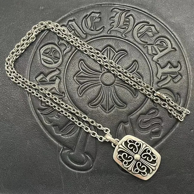 Chrome Hearts Scroll Cross Shield Pendant Necklace 7