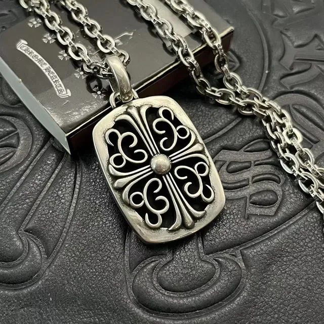 Chrome Hearts Scroll Cross Shield Pendant Necklace 9