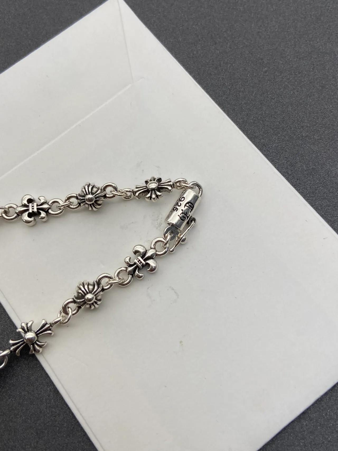 Chrome Hearts Collier Argent Chaîne à Maillons Fleur-de-Lis Pendentif Dual (Croix et Étoile) 2