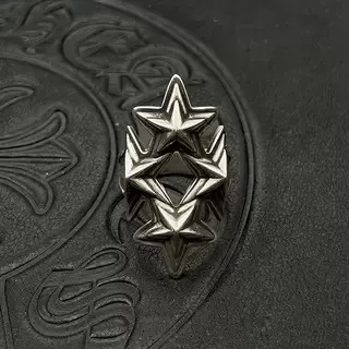 Chrome Hearts Triple Star Stacked Silver Ring