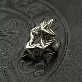 Chrome Hearts Triple Star Stacked Silver Ring 4