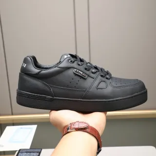 Coach Black Leather Perforated Toe Lifestyle Sneaker