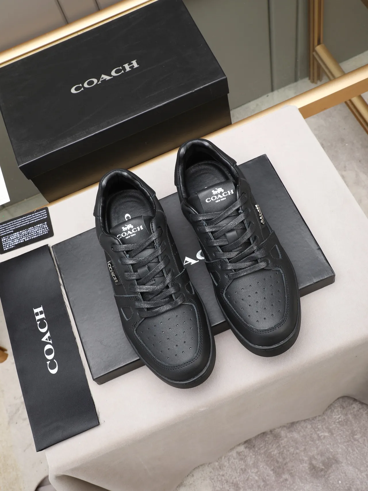 Coach Black Leather Perforated Toe Lifestyle Sneaker 3