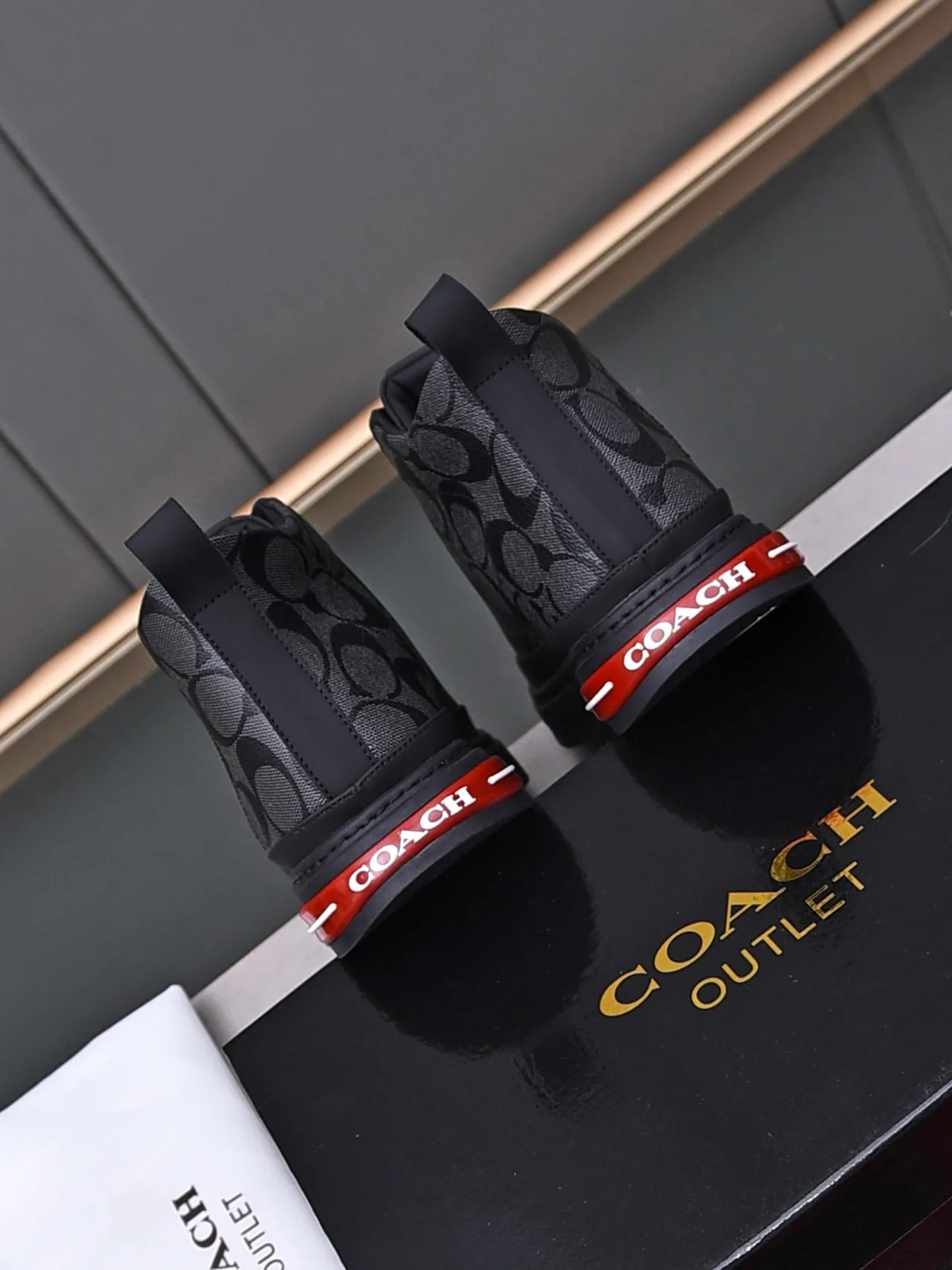 Coach Black Red High-Top Monogram-Print Upper Sneakers 3