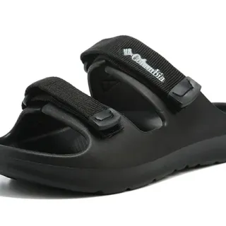 Columbia Two-Strap Adjustable Buckle Black Slippers