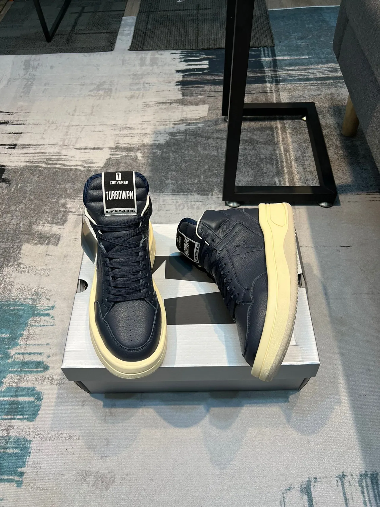 Converse Weapon Navy Blue Leather High-Top Lifestyle Sneaker 5