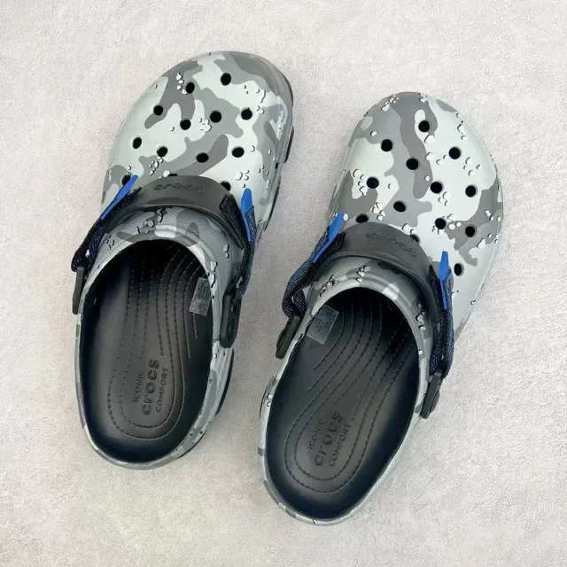 Crocs Gray Blue Camouflage-Print Adjustable Strap Clog 8