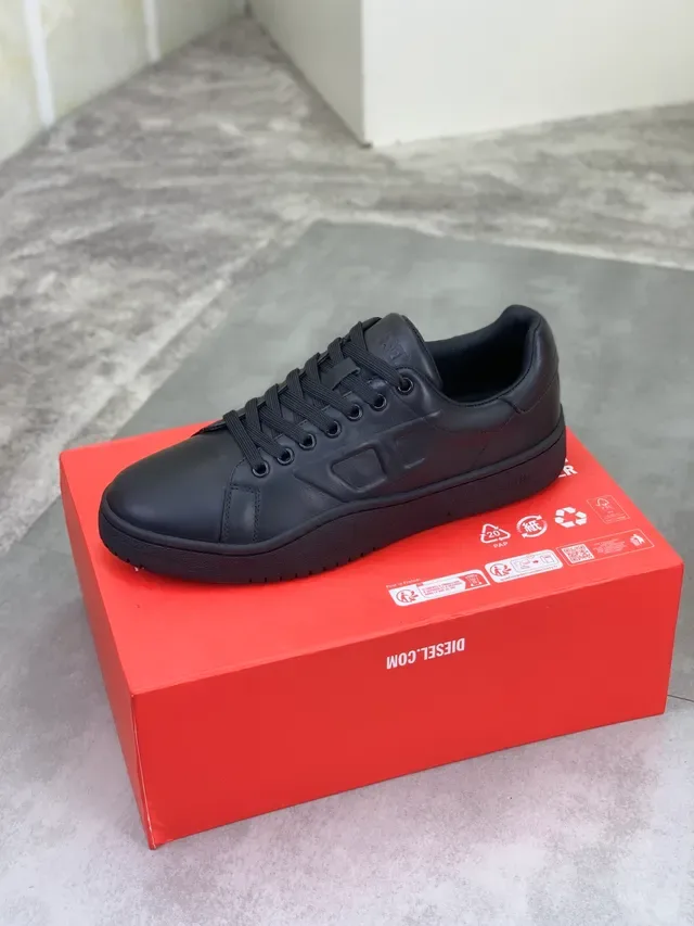 Diesel Black Leather Paneled Platform Sneaker 4