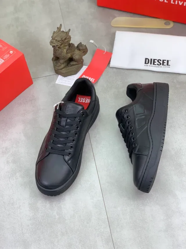 Diesel Black Leather Paneled Platform Sneaker 5