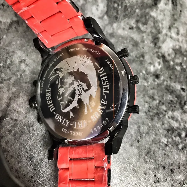 Diesel Mr. Daddy Cronógrafo Pulseira de Metal Vermelha Relógio Mecânico 5