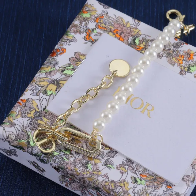 Dior Addict White Gold Pearl Strand Paperclip Chain Necklace 2