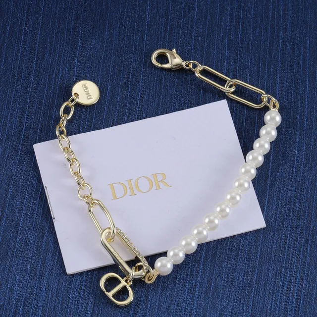Dior Addict White Gold Pearl Strand Paperclip Chain Necklace 4