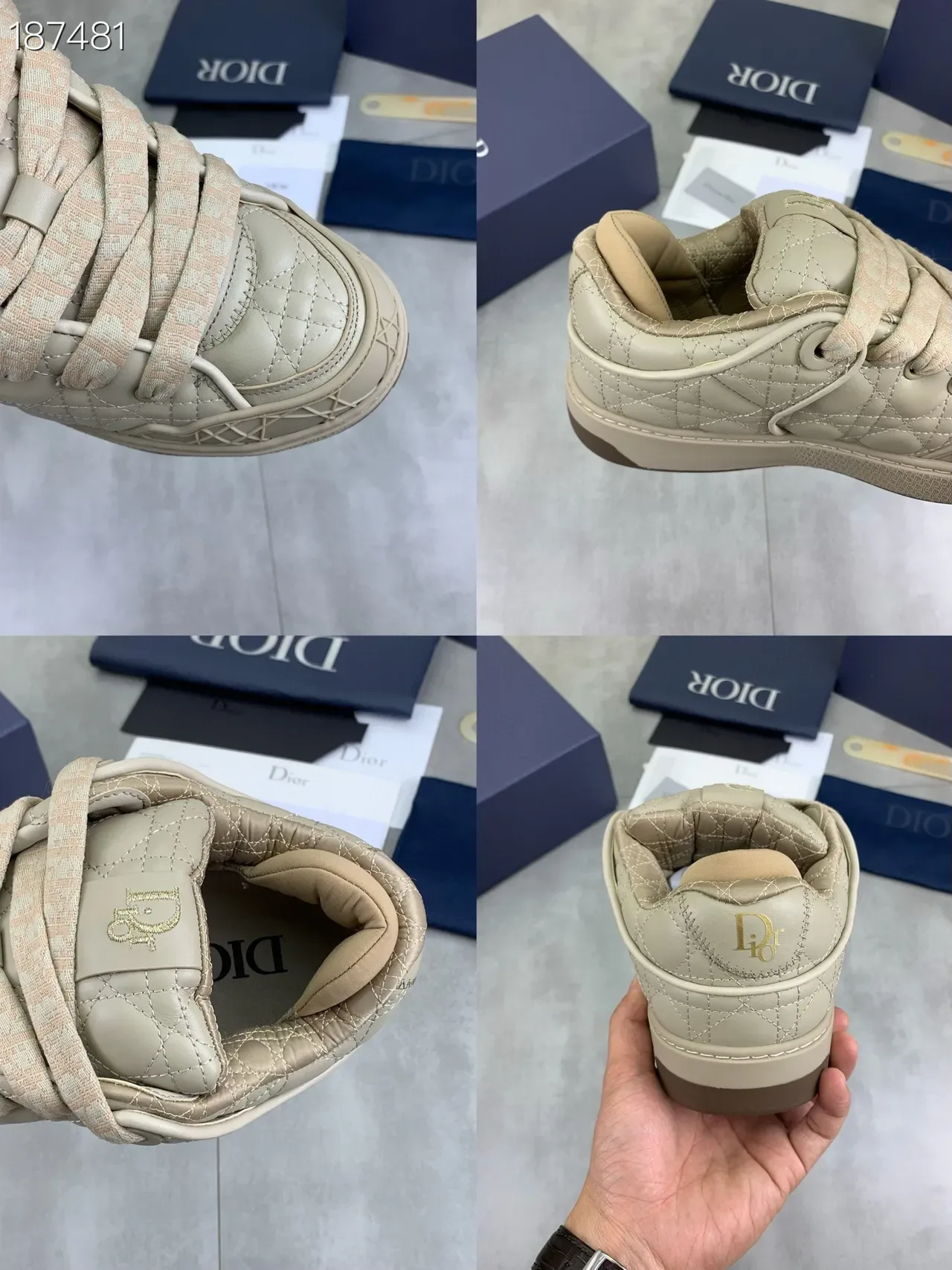 Dior B23 Beige Quilted Cannage Lifestyle Sneakers 2