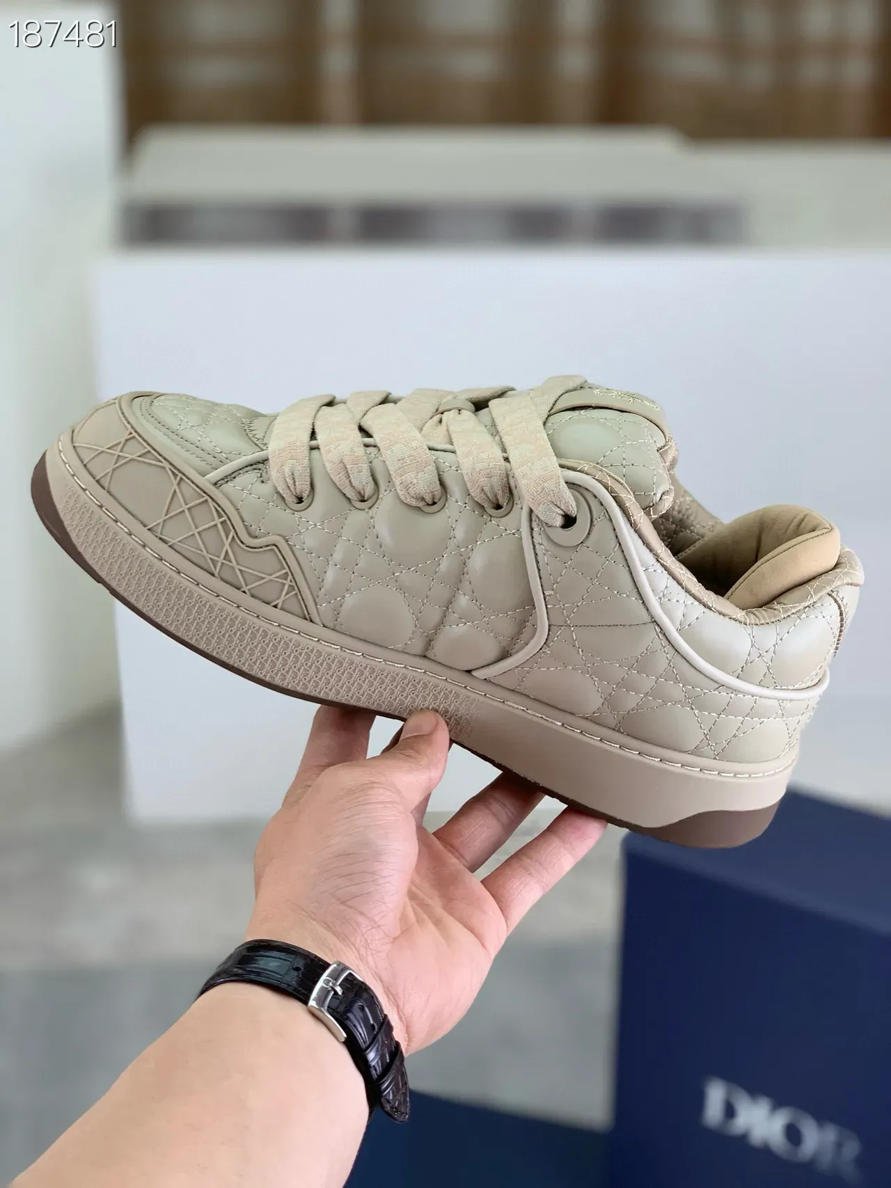 Dior B23 Beige Quilted Cannage Lifestyle Sneakers 5