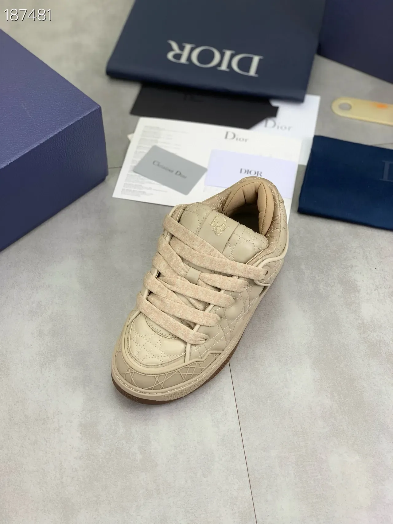 Dior B23 Beige Quilted Cannage Lifestyle Sneakers 6