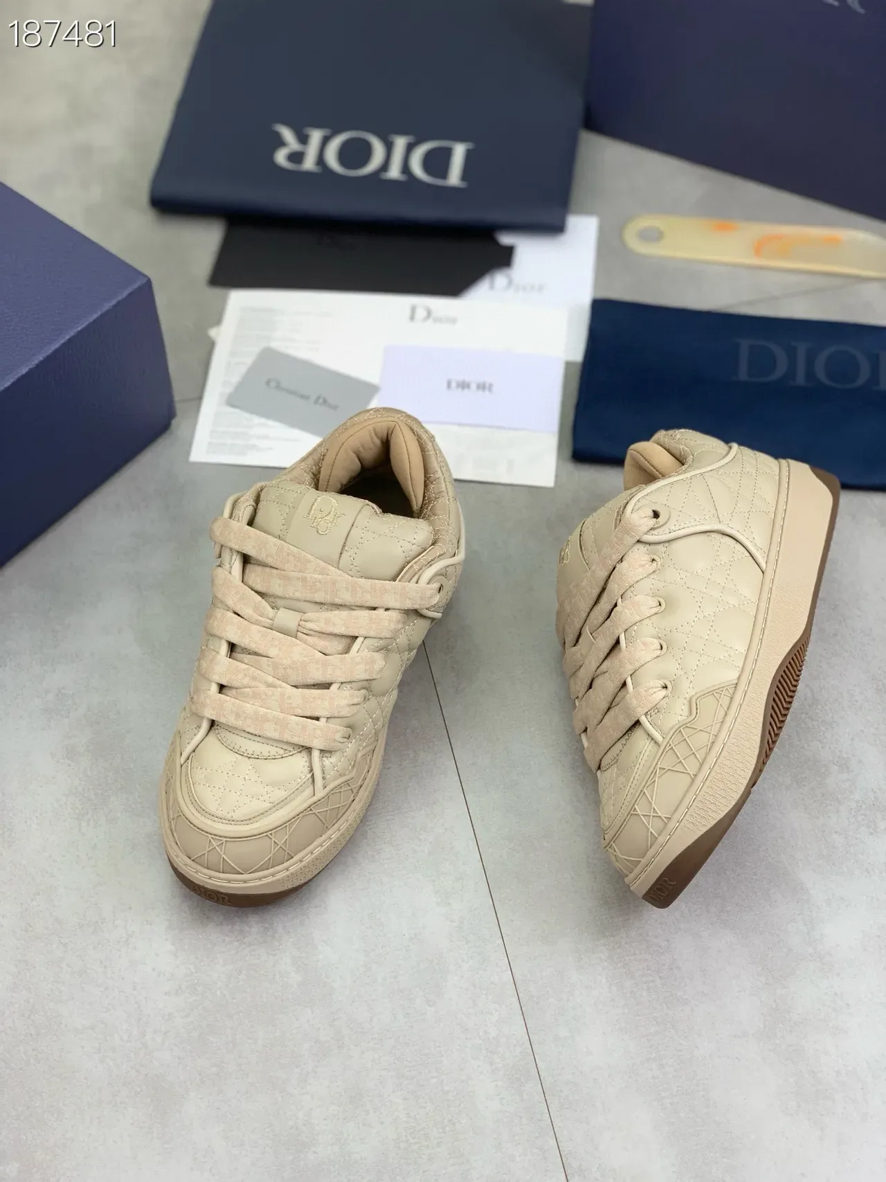 Dior B23 Beige Quilted Cannage Lifestyle Sneakers 7