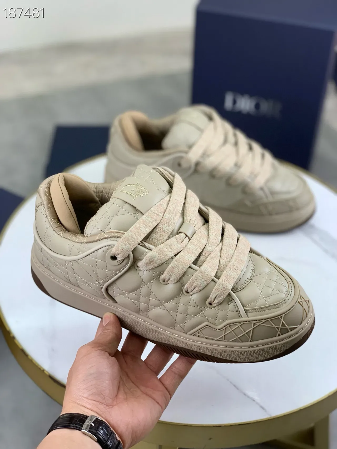 Dior B23 Beige Quilted Cannage Lifestyle Sneakers 8