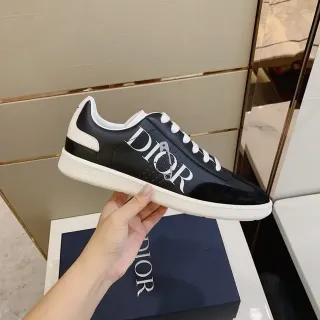 Dior B23 Black and White Logo-Print Lifestyle Sneakers