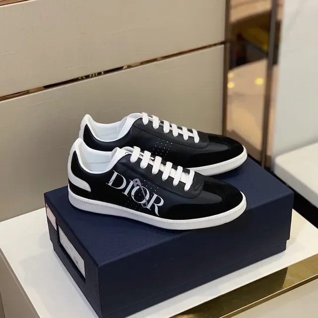Dior B23 Black and White Logo-Print Lifestyle Sneakers 3