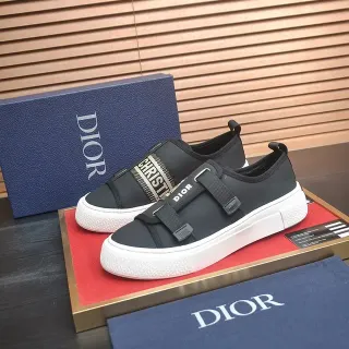 Dior B23 Black White Slip-On Dual Strap Closure Lifestyle Sneakers