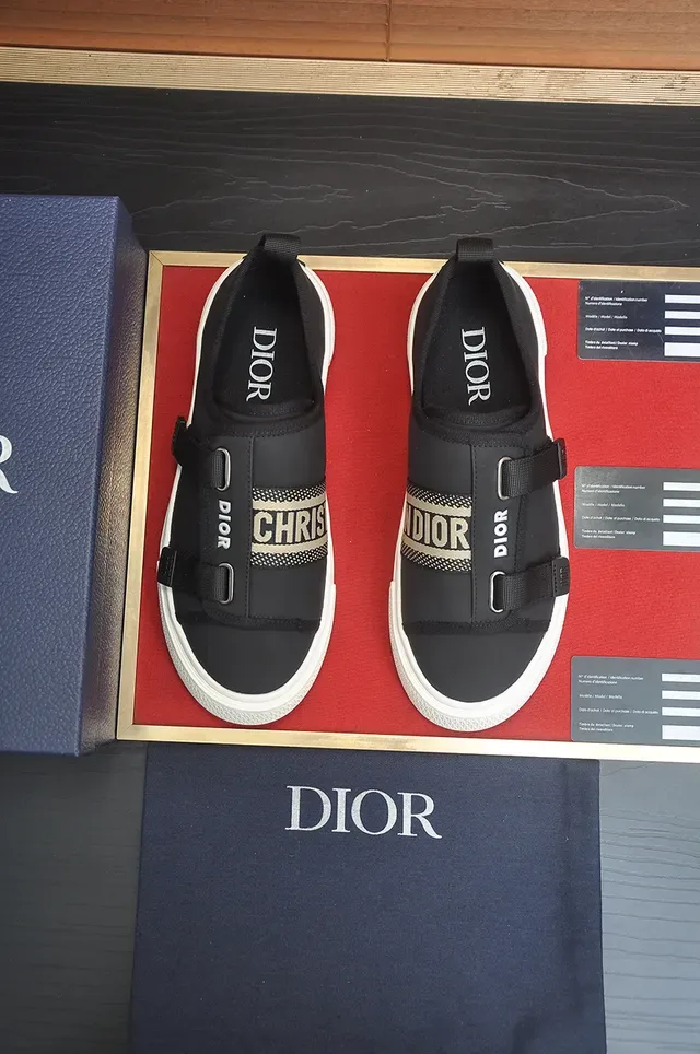 Dior B23 Black White Slip-On Dual Strap Closure Lifestyle Sneakers 5