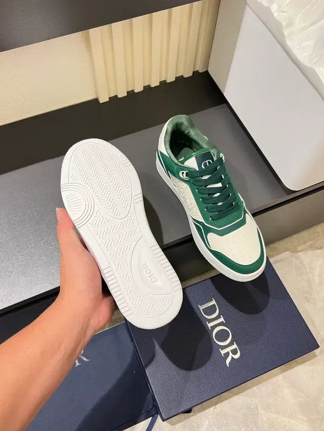 Dior B23 Green and White Panelled Lifestyle Sneakers 3