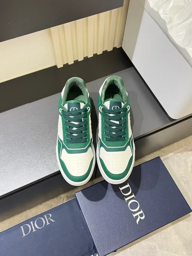 Dior B23 Green and White Panelled Lifestyle Sneakers 5