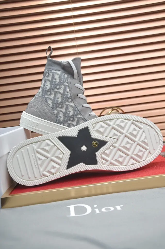 Dior B23 High Top Gray Monogram Lifestyle Sneakers 3