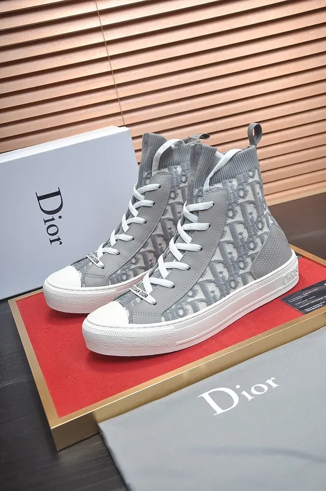 Dior B23 High Top Gray Monogram Lifestyle Sneakers 4