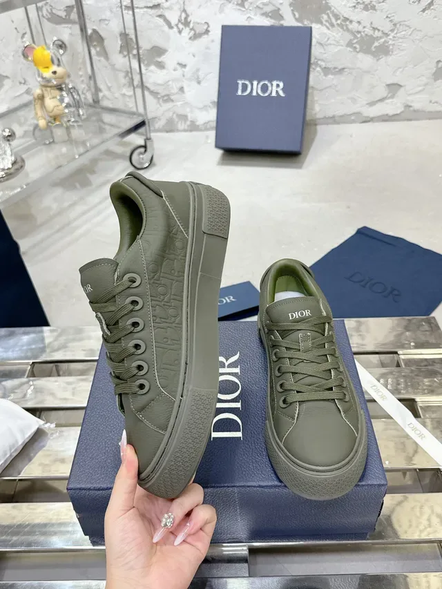 Dior B23 Chaussures Lifestyle Monogram Embossed Olive Green 4