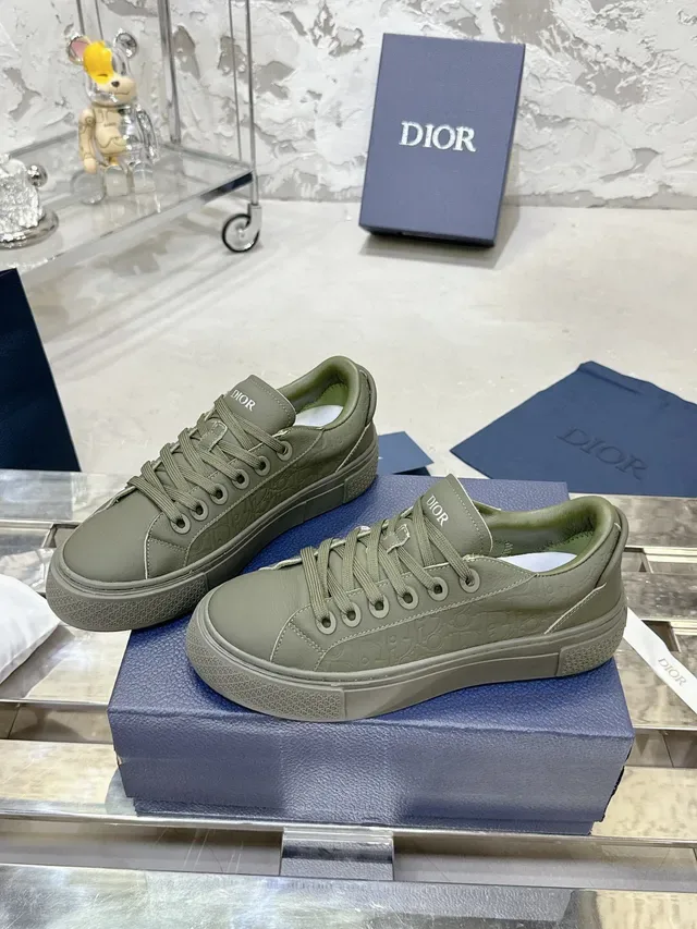 Dior B23 Chaussures Lifestyle Monogram Embossed Olive Green 9