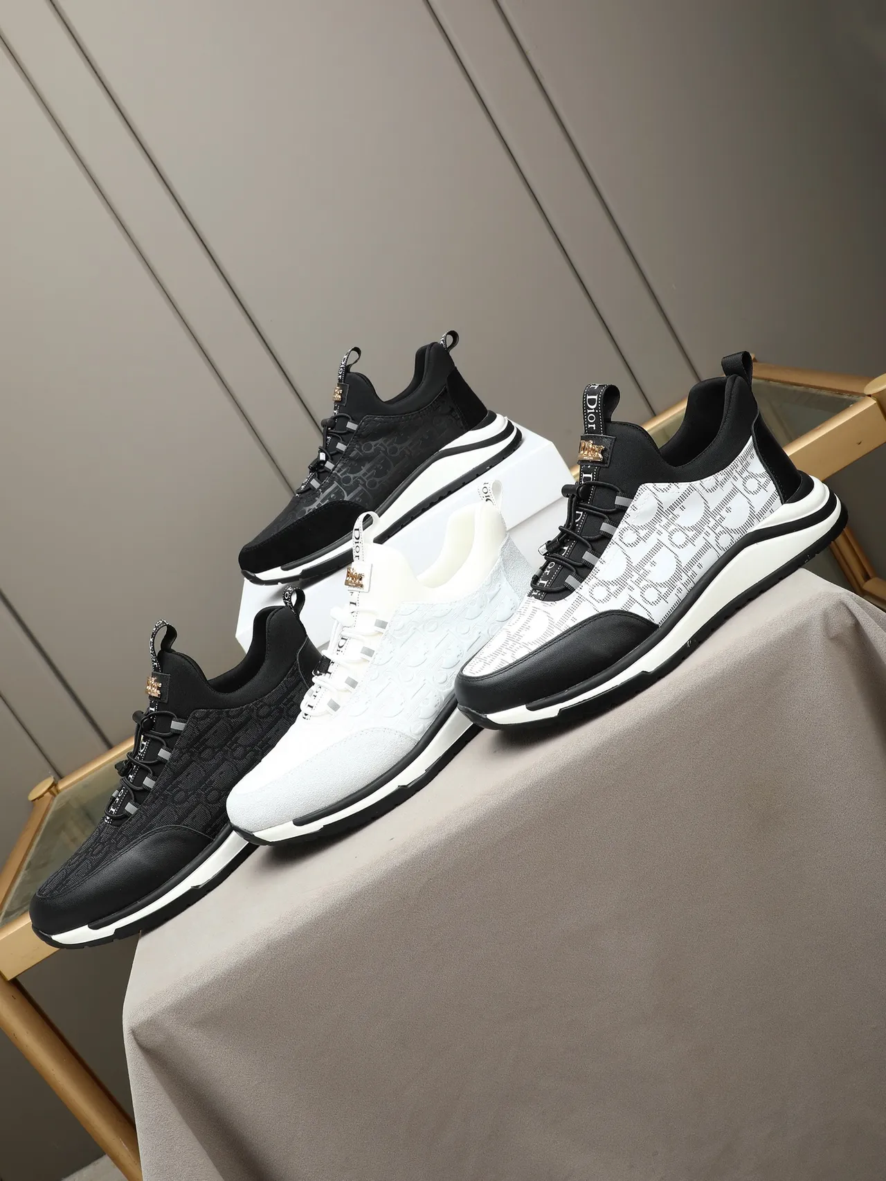 Dior B23 Monogram Print Black Lifestyle Sneakers 2