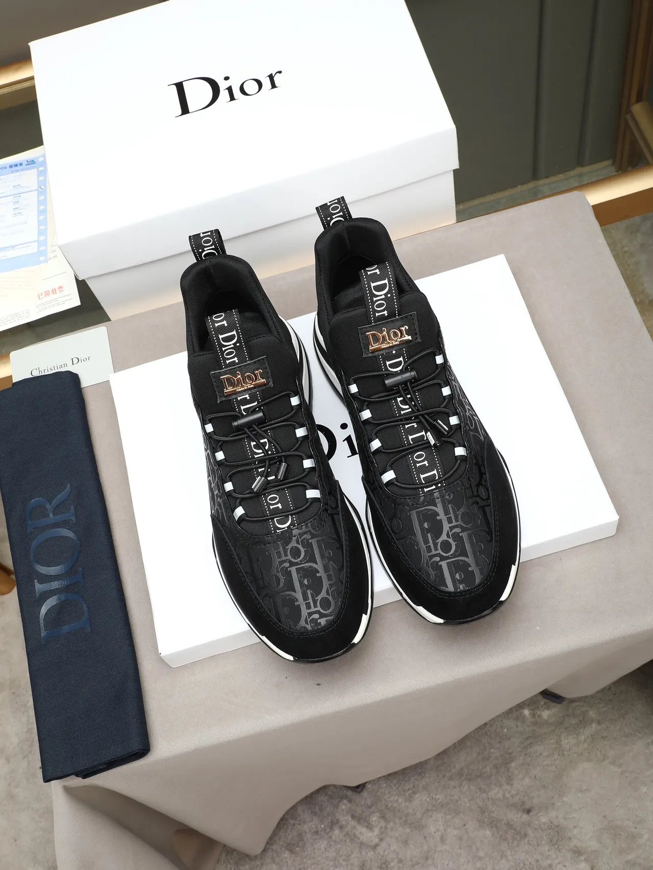 Dior B23 Monogram Print Black Lifestyle Sneakers 3