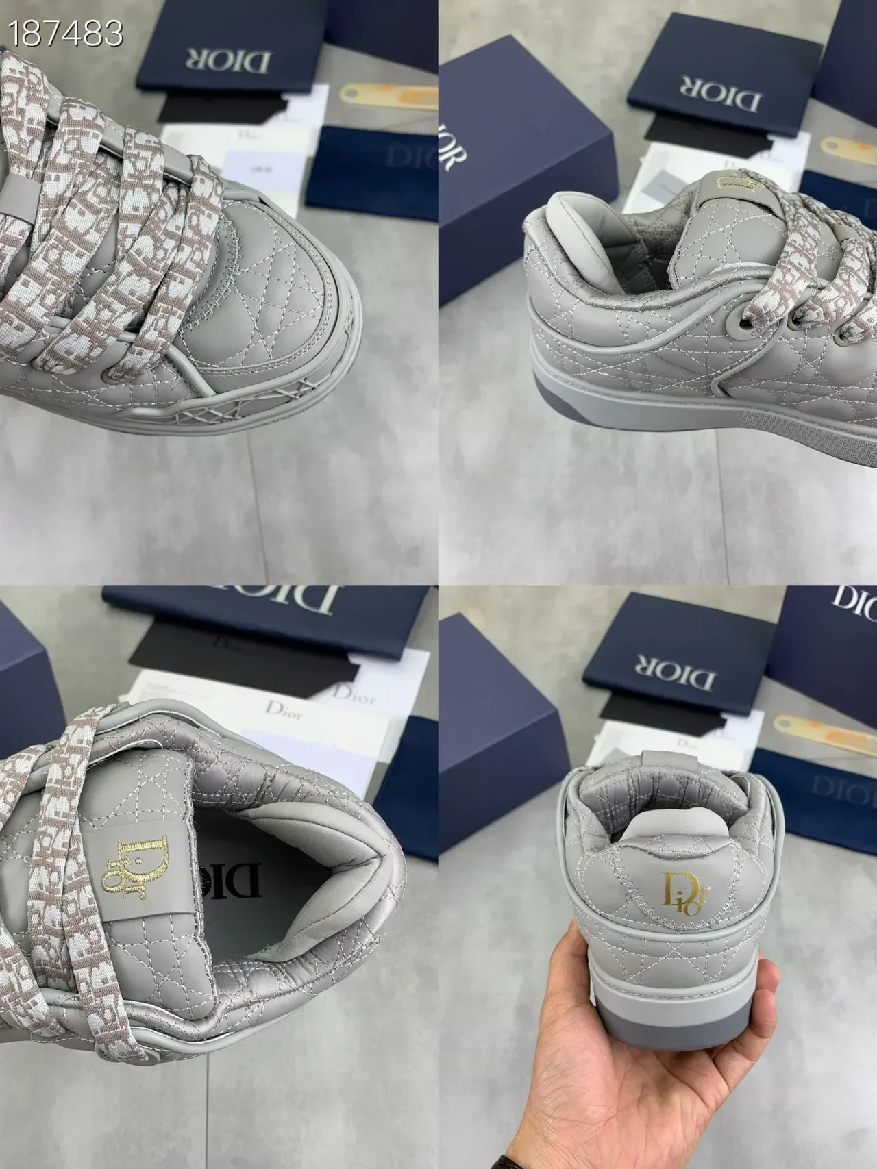 Dior B23 Quilted Gray Oblique Monogram Lifestyle Sneakers 2