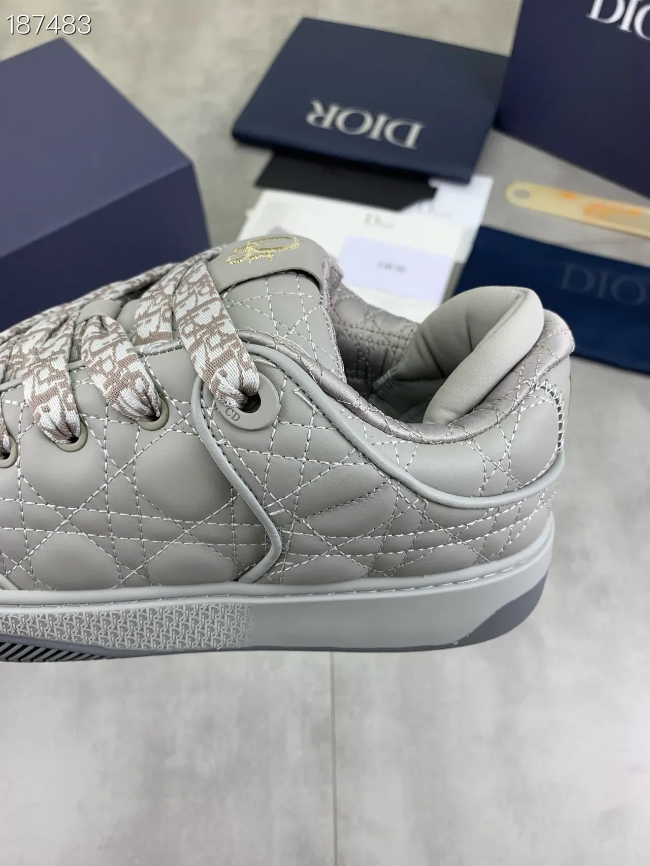 Dior B23 Quilted Gray Oblique Monogram Lifestyle Sneakers 3