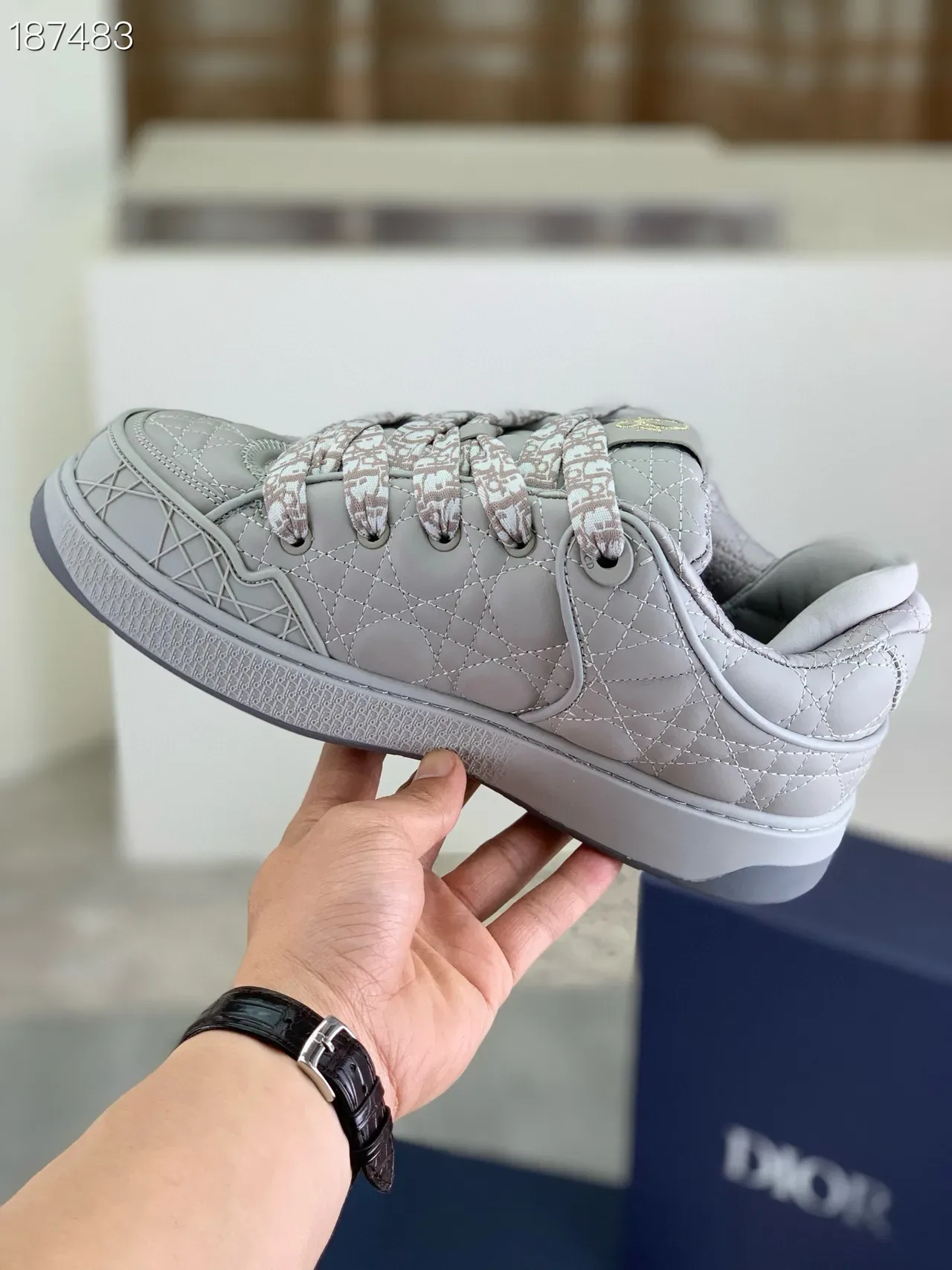 Dior B23 Quilted Gray Oblique Monogram Lifestyle Sneakers 6