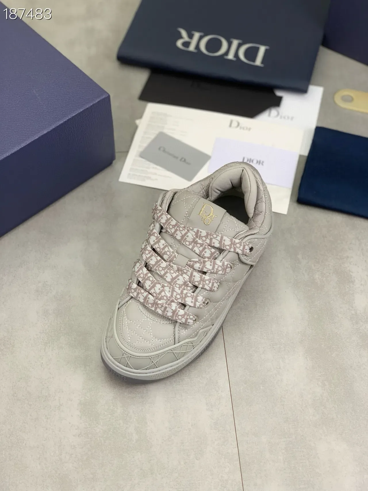 Dior B23 Quilted Gray Oblique Monogram Lifestyle Sneakers 7