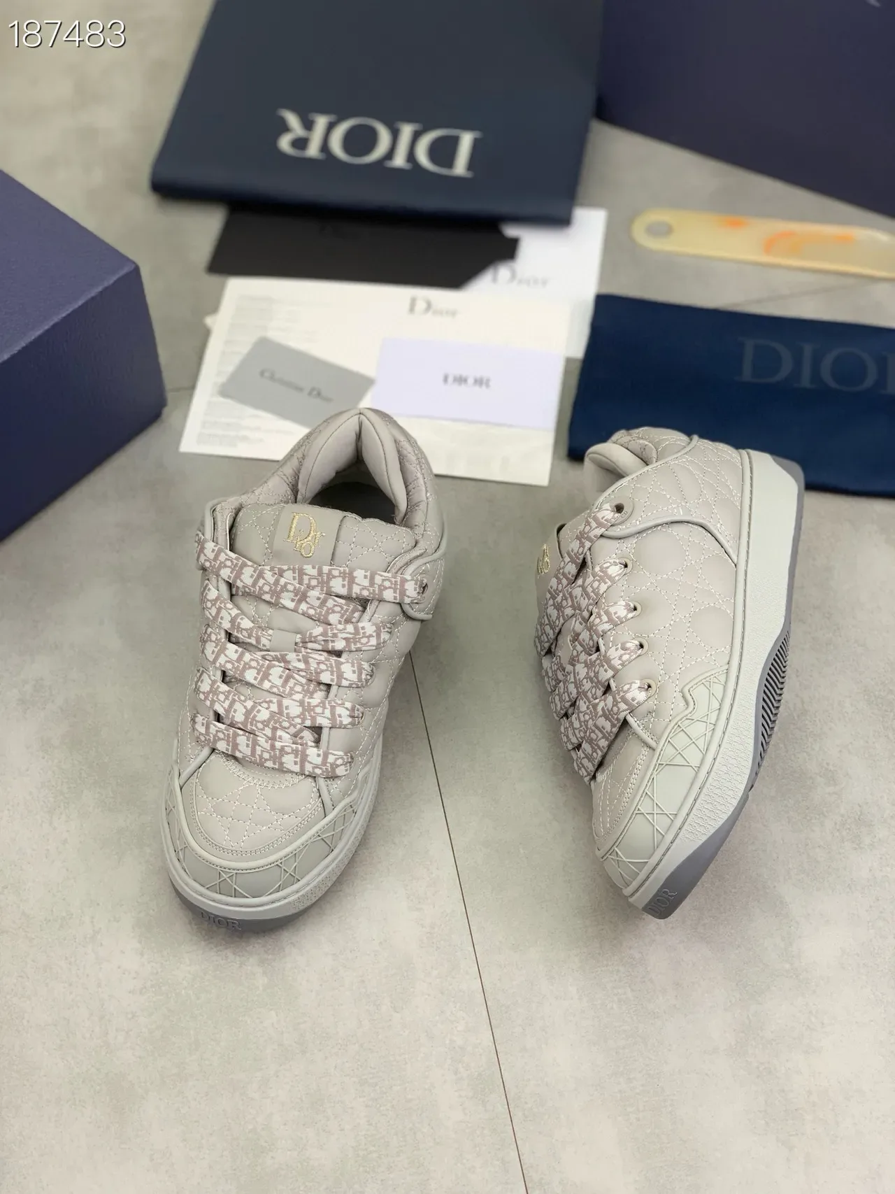 Dior B23 Quilted Gray Oblique Monogram Lifestyle Sneakers 8