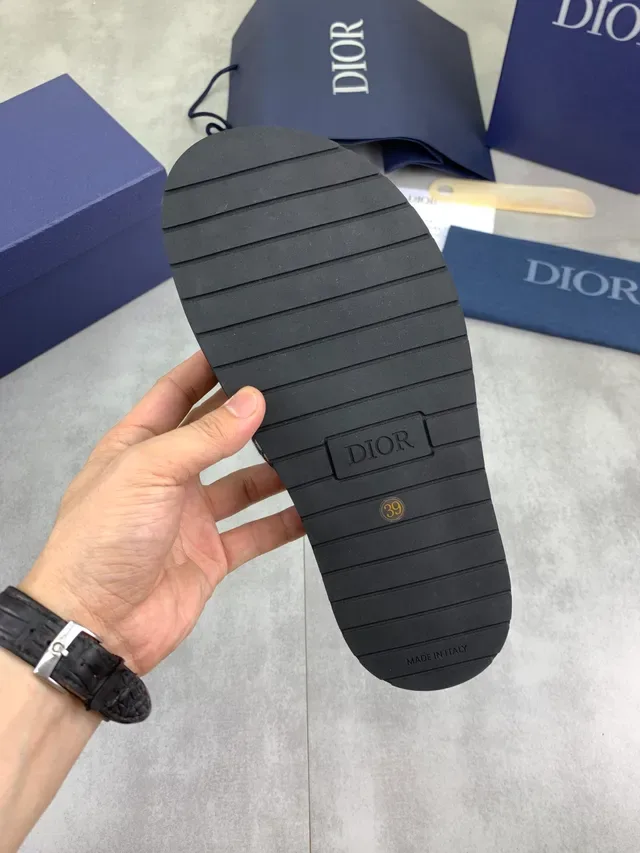 Dior B27 Black Beige Oblique Monogram Strap Thick Platform Sole Slippers 4