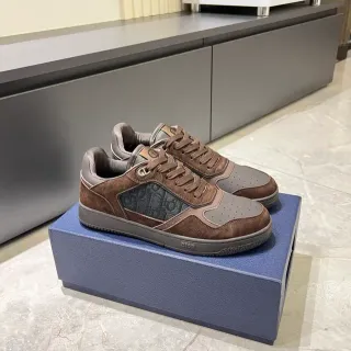 Dior B27 Brown and Gray Suede Oblique Jacquard Lifestyle Sneakers