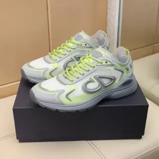 Dior B27 Neon Lime Green and Gray Lifestyle Sneakers