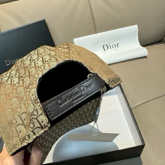 Dior Beige Brown Oblique Monogram Print Structured Six-Panel Baseball Cap 3