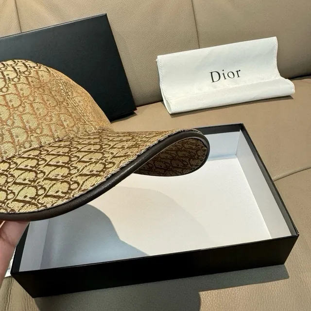 Dior Beige Brown Oblique Monogram Print Structured Six-Panel Baseball Cap 4