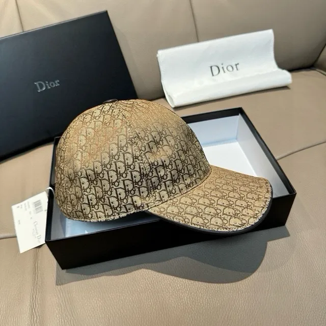 Dior Beige Brown Oblique Monogram Print Structured Six-Panel Baseball Cap 6