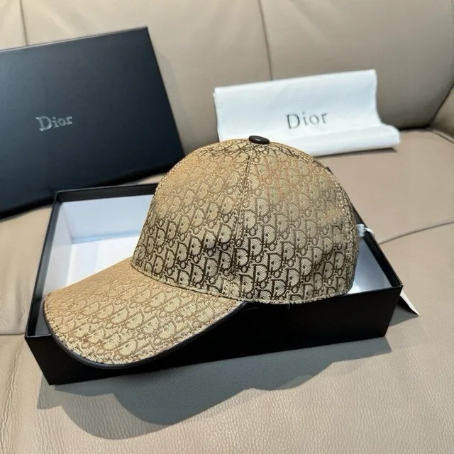 Dior Beige Brown Oblique Monogram Print Structured Six-Panel Baseball Cap 7