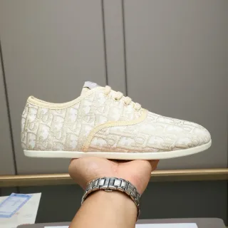 Dior Beige White Monogram Jacquard Upper Low-Top Lace-Up Lifestyle Sneakers