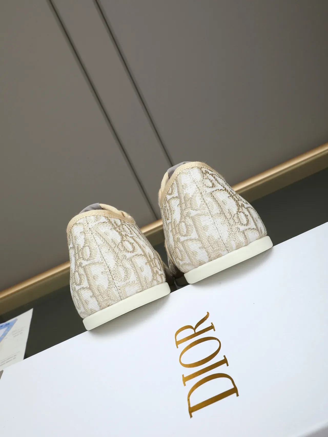 Dior Beige White Monogram Jacquard Upper Low-Top Lace-Up Lifestyle Sneakers 3