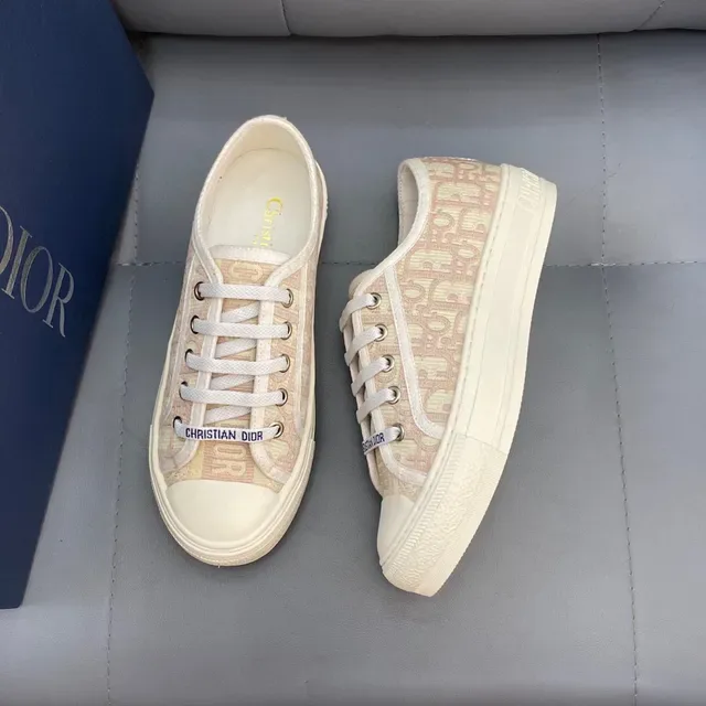 Dior Chaussures Lifestyle Beige et Blanc Monogrammées en Toile Low-Top 4